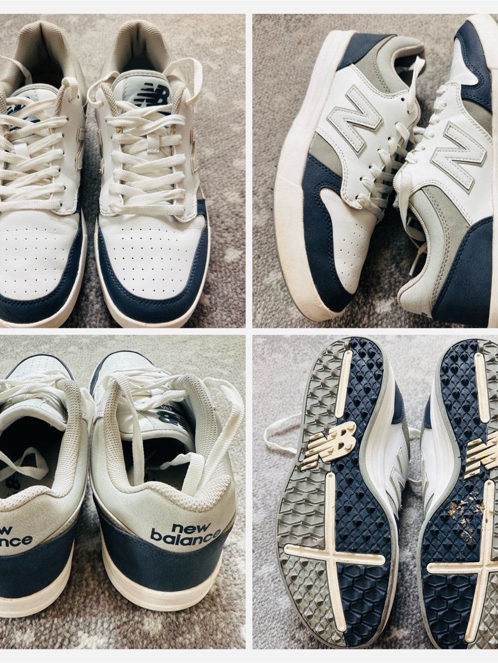 New Balance Men's Athletic Sneakers in White, Navy & Gray